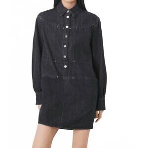 NEW SUNCOO calixt short denim dress in carbon